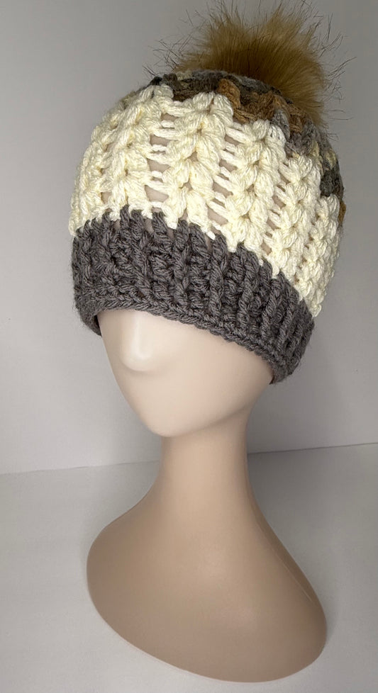Cream and Neutral Beanie