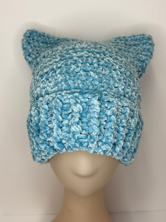 Double Brim Velvet Cat Ear Beanie