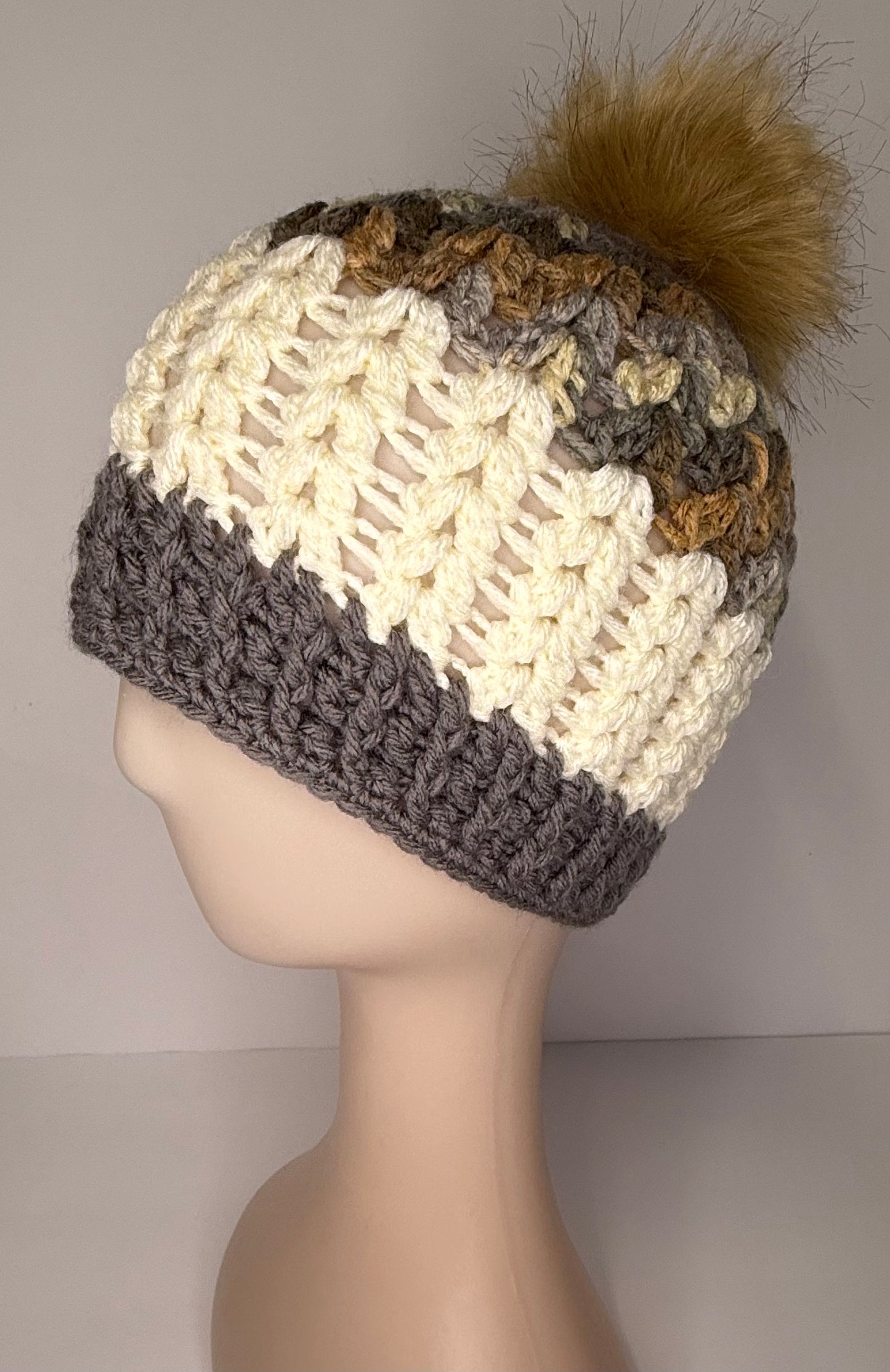Cream and Neutral Beanie