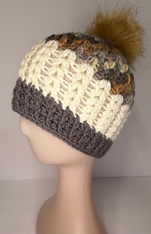 Cream and Neutral Beanie