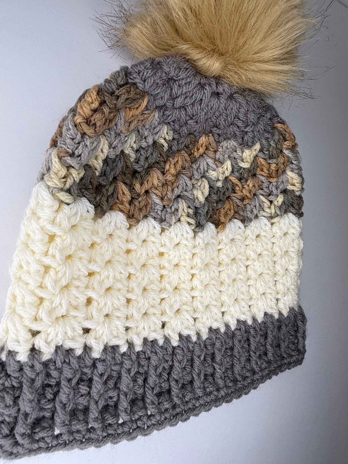 Cream and Neutral Beanie
