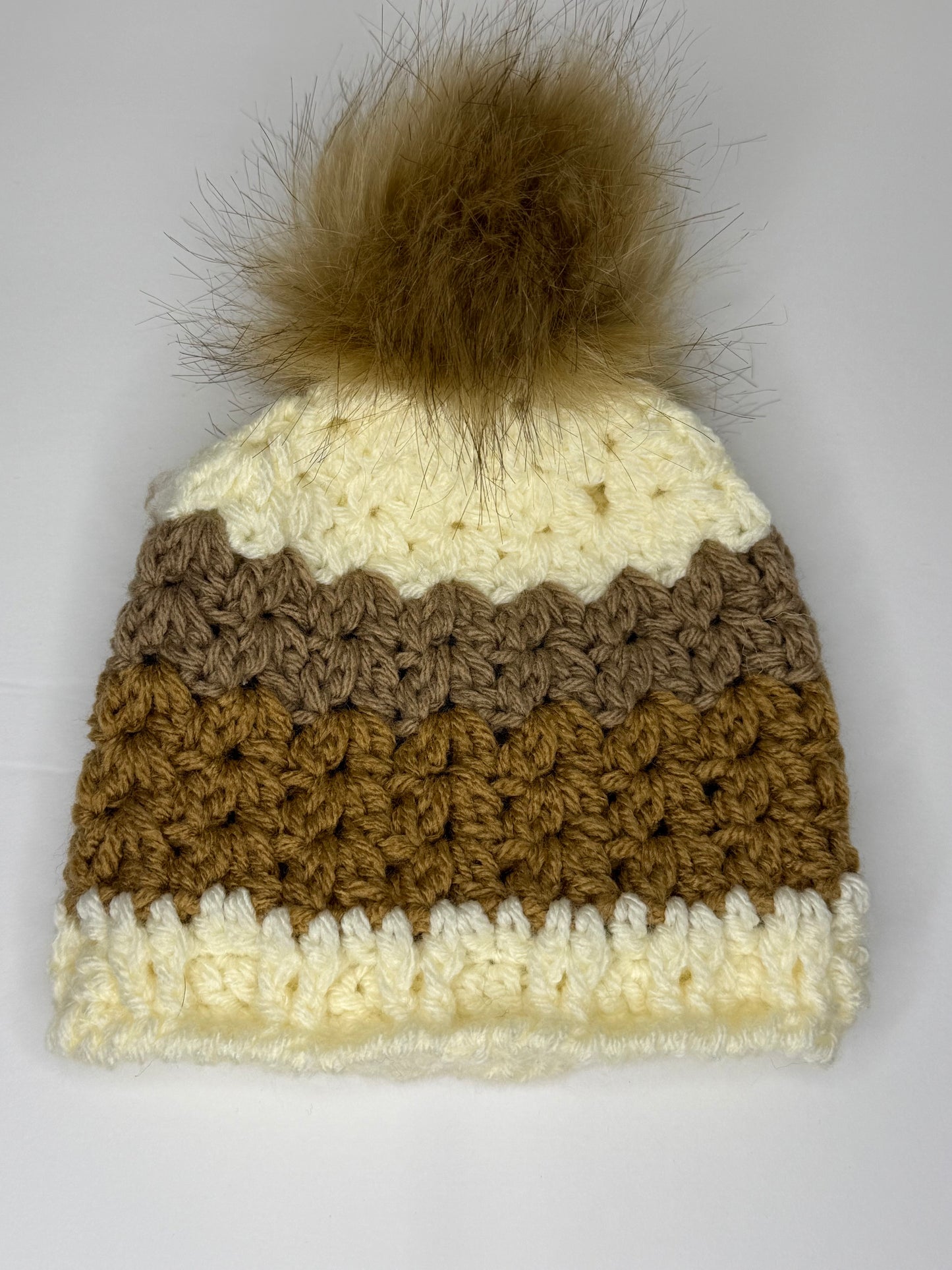 Cream and Brown Beanie