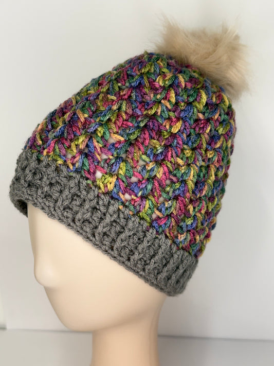 Multi Colors with Grey Beanie