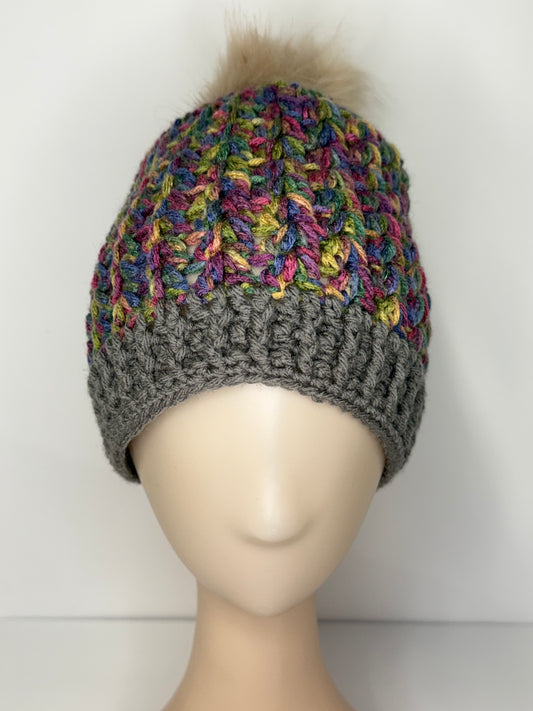 Multi Colors with Grey Beanie