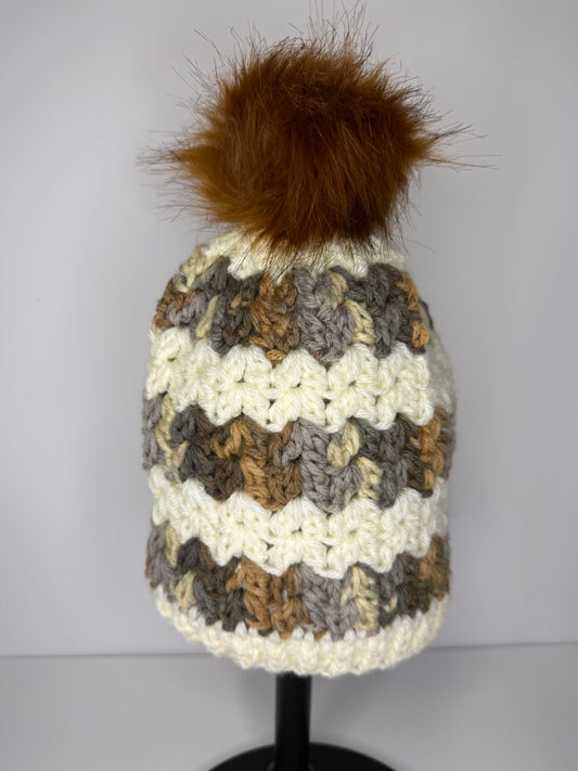 Cream and neutral multi tones beanie