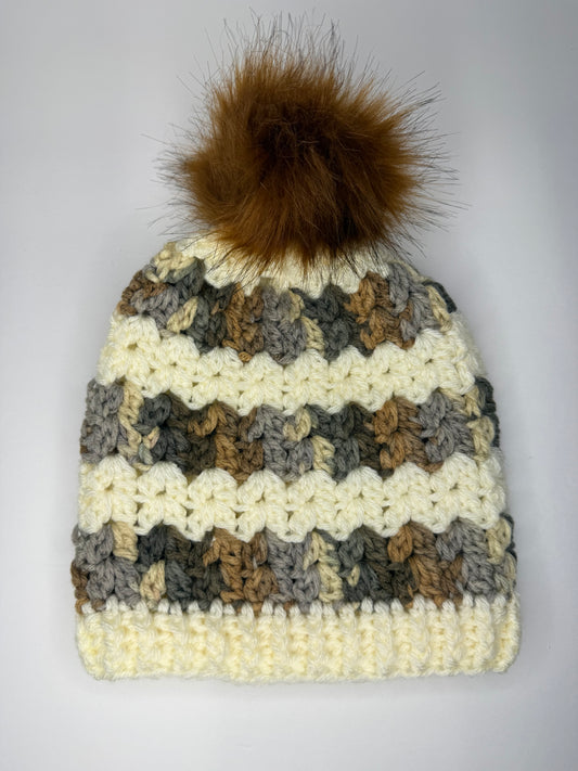 Cream and neutral multi tones beanie