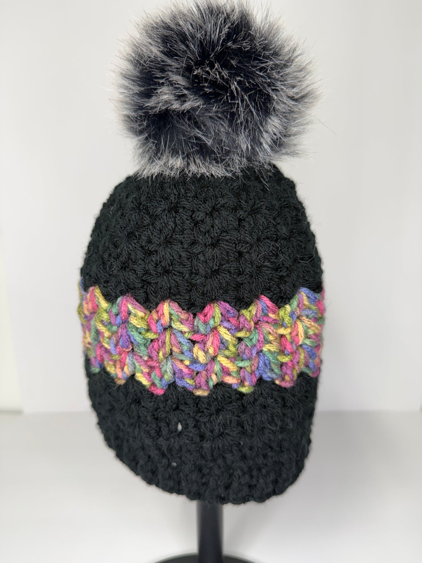 Black & Multi Color Beanie