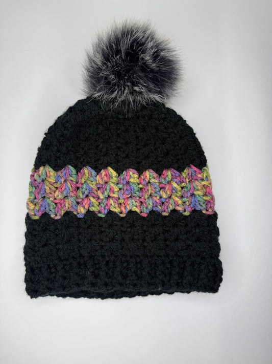 Black & Multi Color Beanie