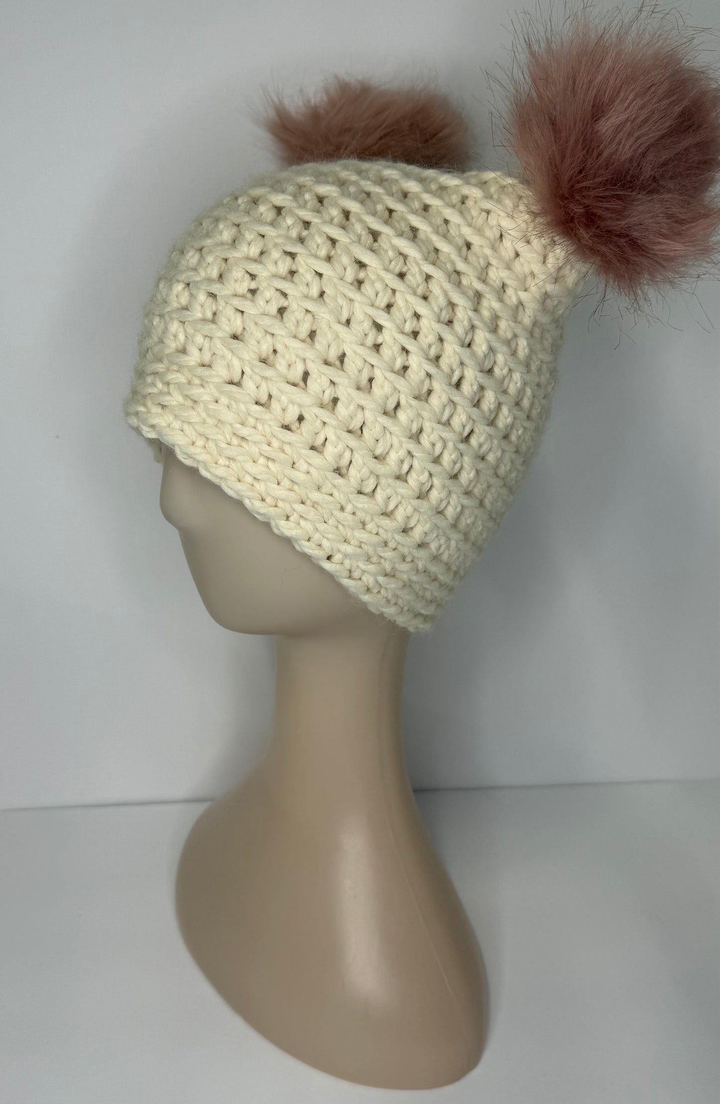 Cream Chunky Cat ear Beanie