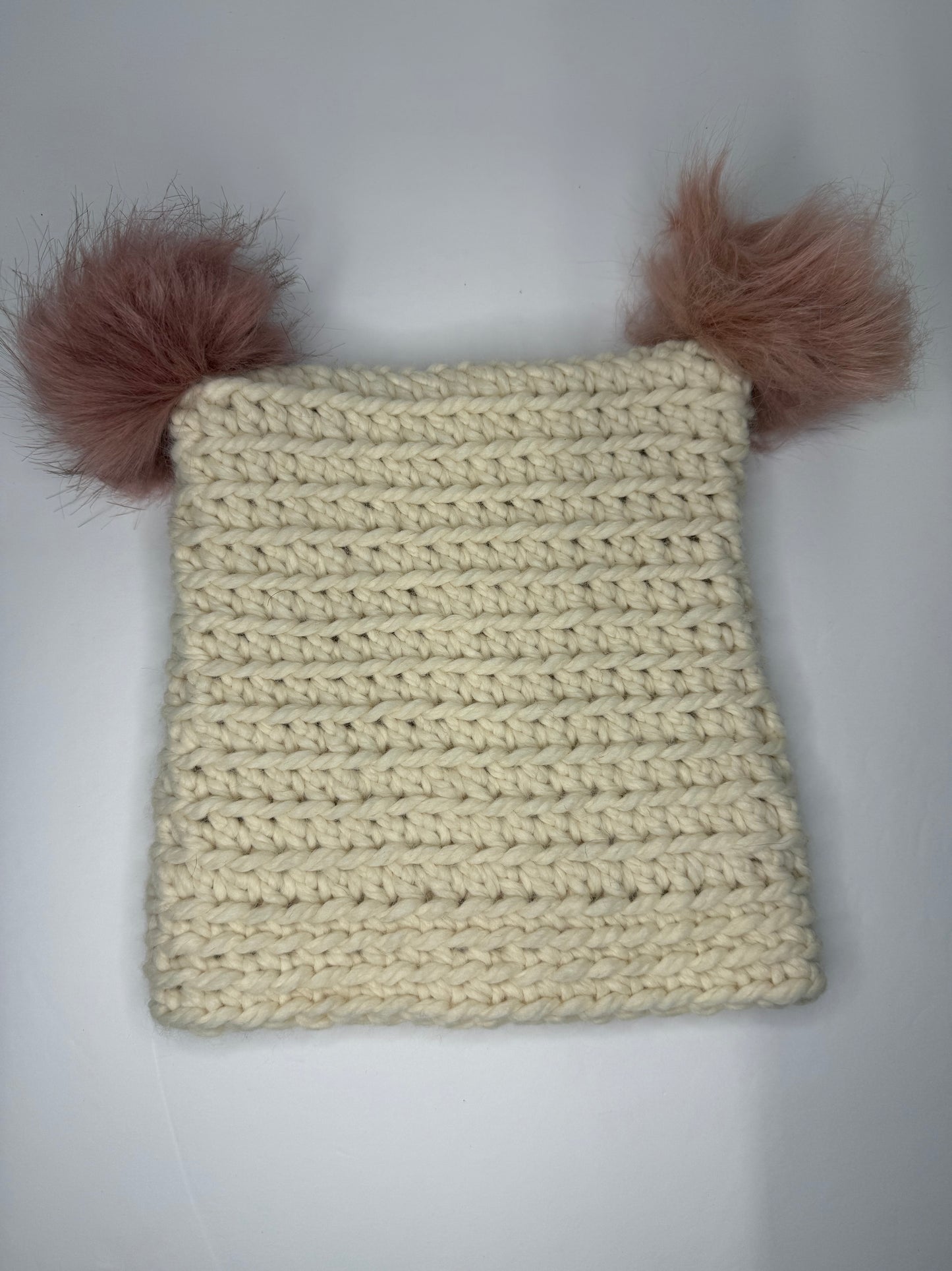 Cream Chunky Cat ear Beanie