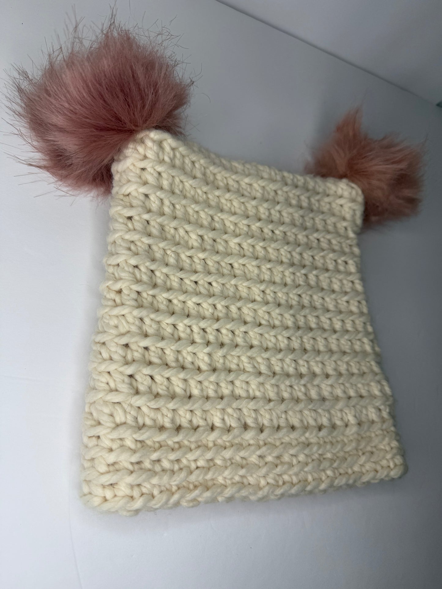 Cream Chunky Cat ear Beanie