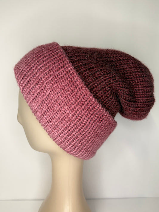Ombre Berry Knit Beanie Reversible