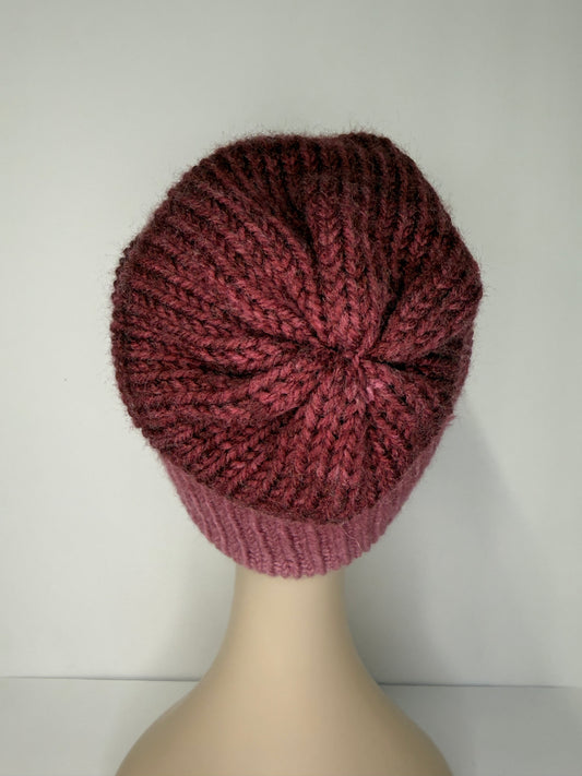 Ombre Berry Knit Beanie Reversible