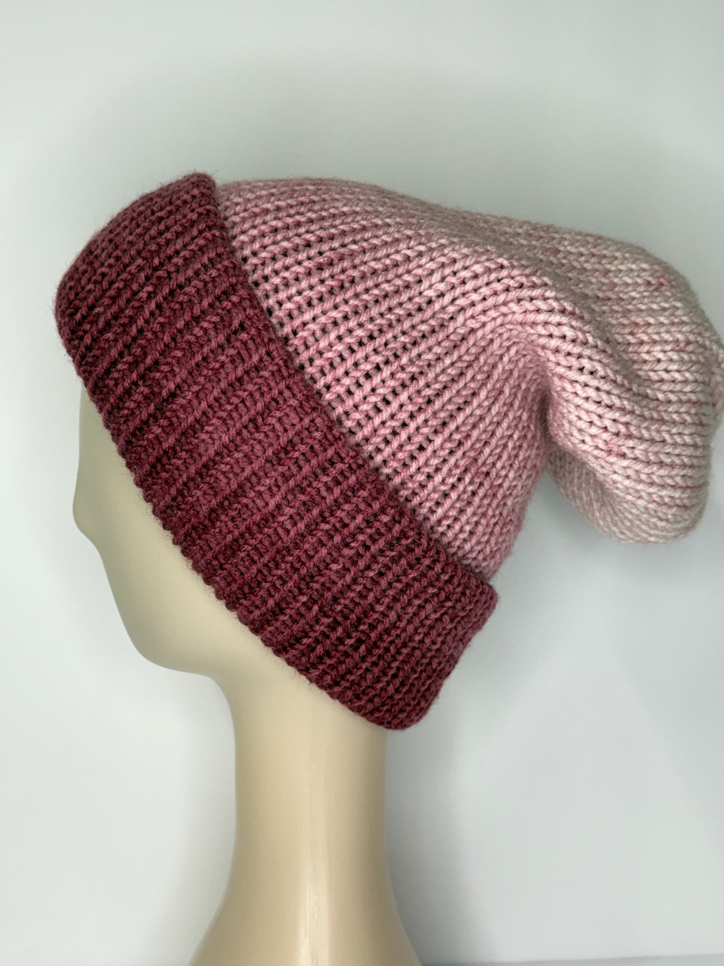 Ombre Berry Knit Beanie Reversible