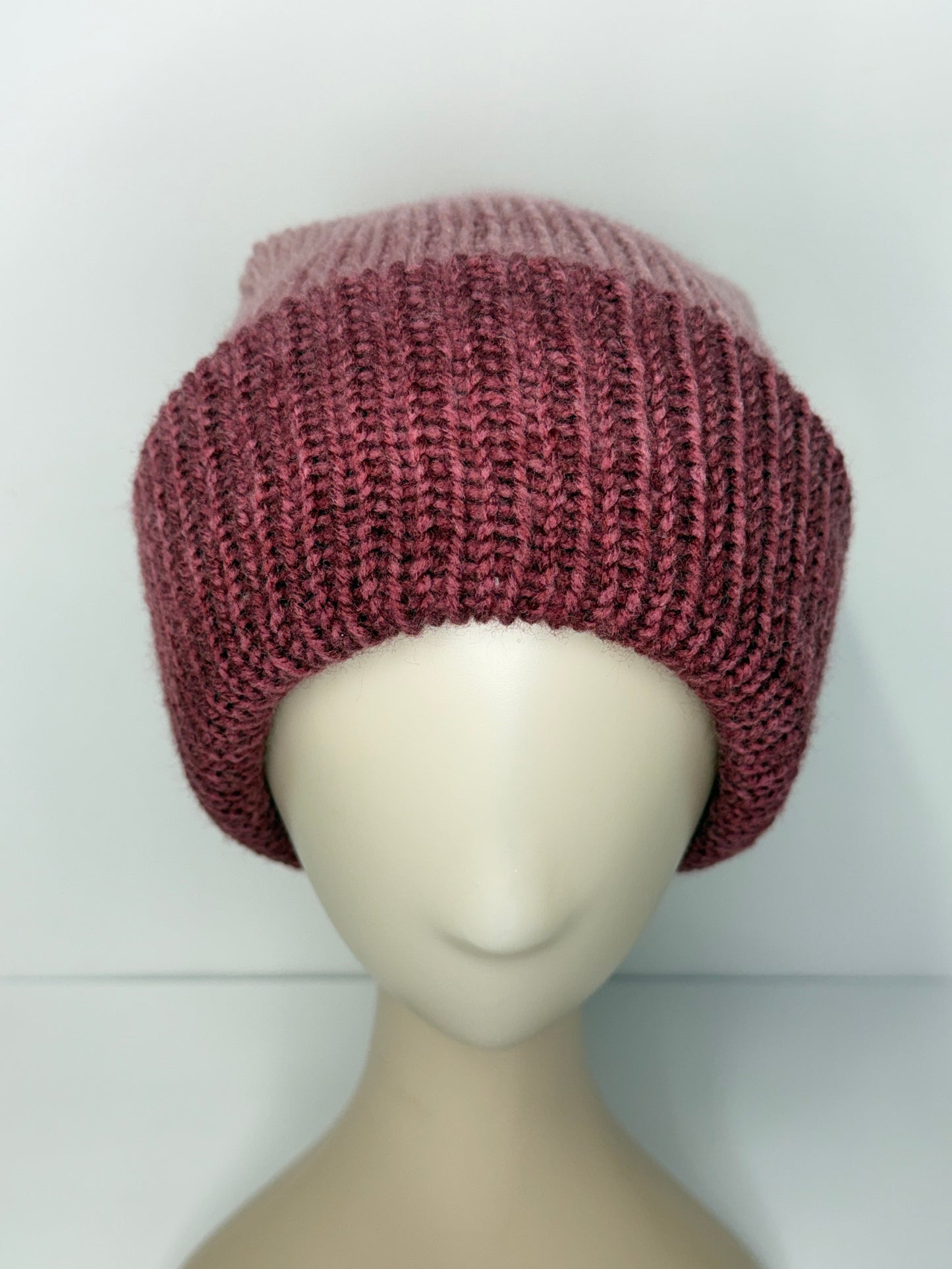 Ombre Berry Knit Beanie Reversible