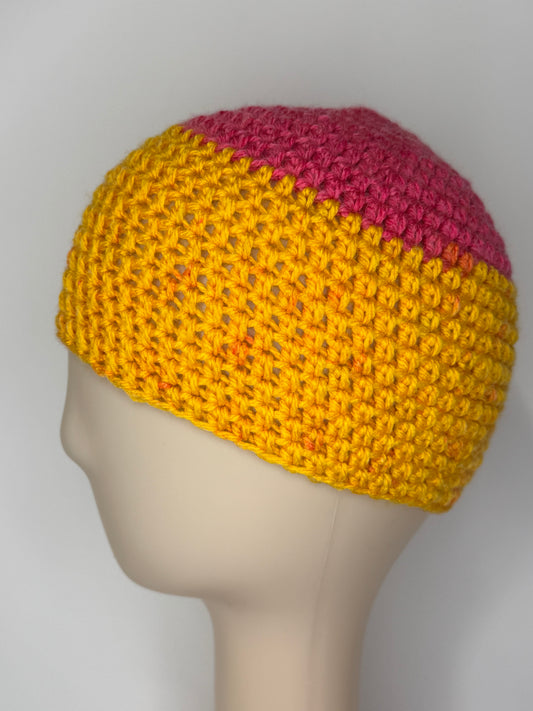 Golden Yellow & Pink Beanie