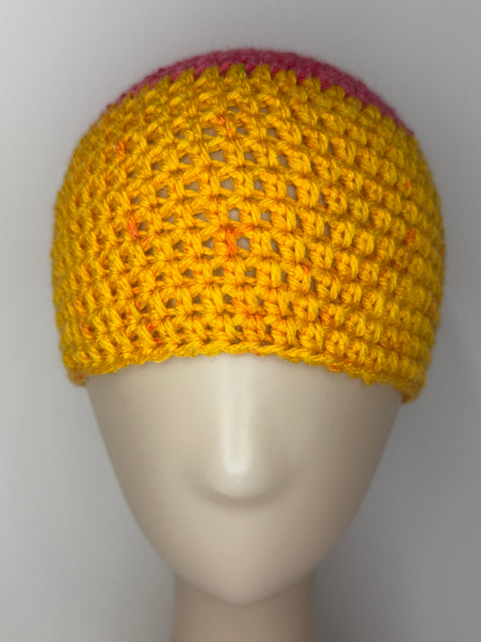 Golden Yellow & Pink Beanie