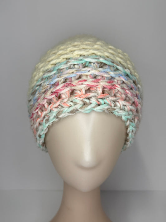 Cream & Cotton Candy Chunky Beanie