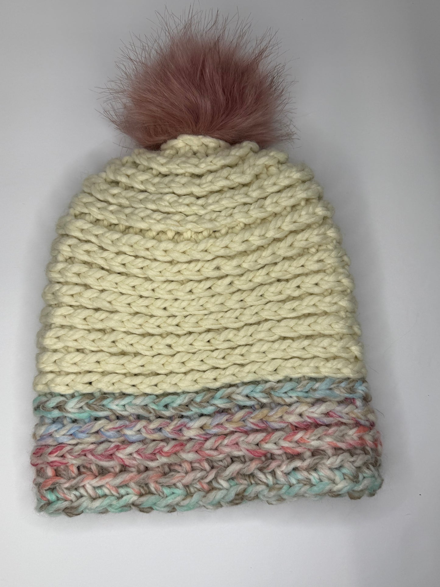 Cream & Cotton Candy Chunky Beanie