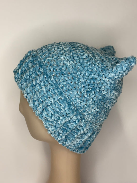 Double Brim Velvet Cat Ear Beanie